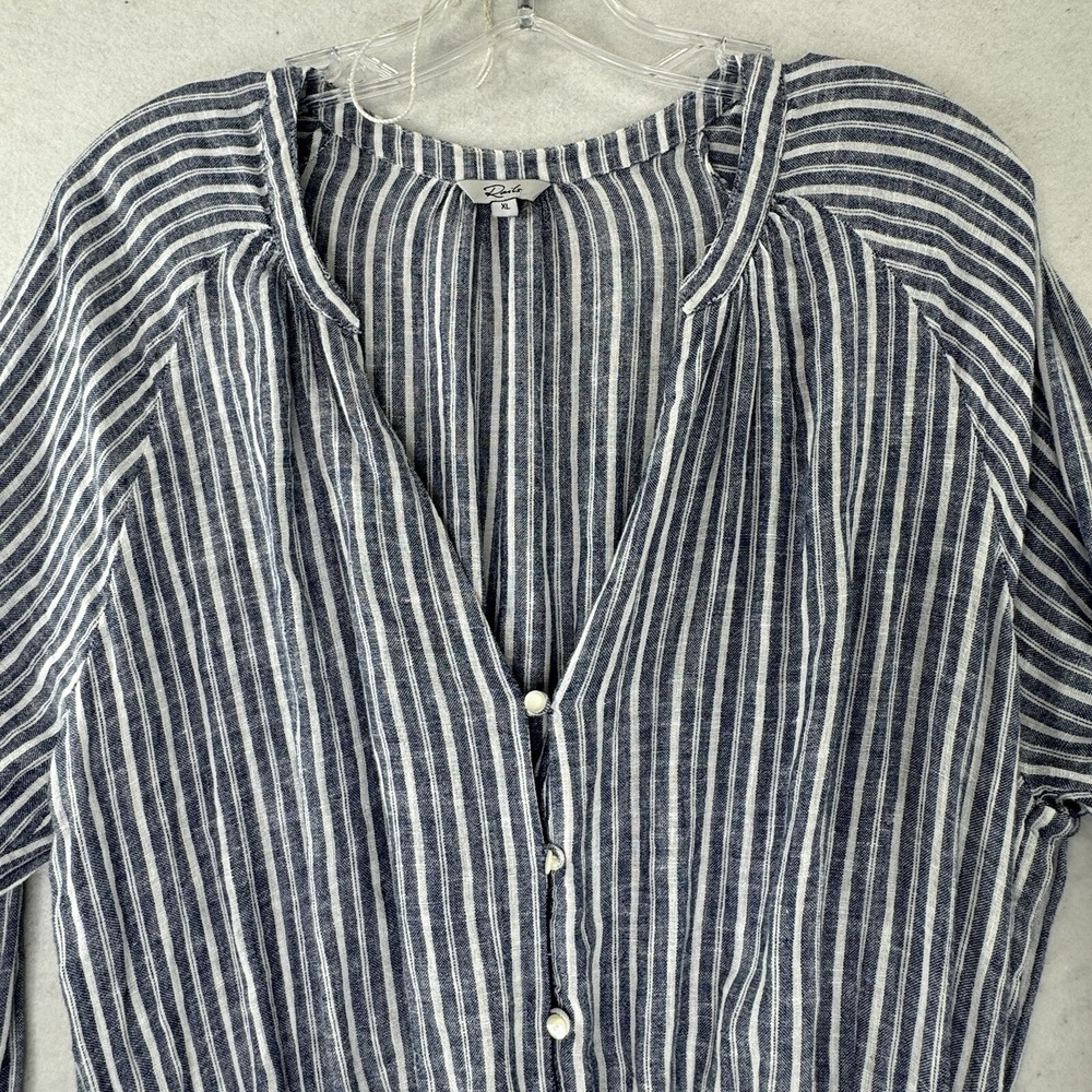 Rails Jasmine Linen‎ Mini Dress Womens Size XL Striped Empire Waist Boho LS - Picture 10 of 12